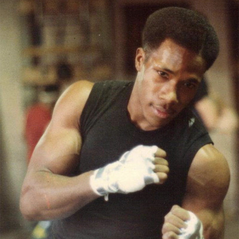 LaMont Walker posing in boxing gloves